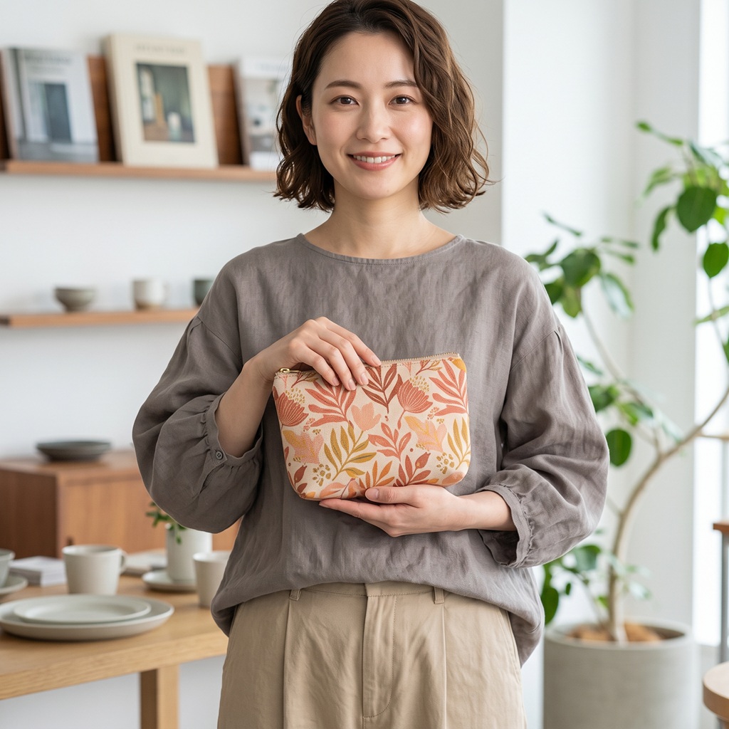 IMエステルカツラギを使用したポーチの制作イメージ
